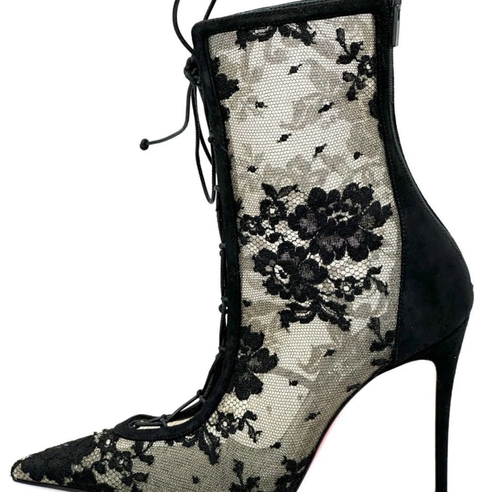 Christian Louboutin KM Lace Booty 100 Black Corset Ankle Boots Heels EU 37 NIB - Picture 3 of 7